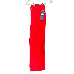DG2 By Diane Gilman Pants Womens 16T Red High-Waisted Straight-Leg Ramie Blend